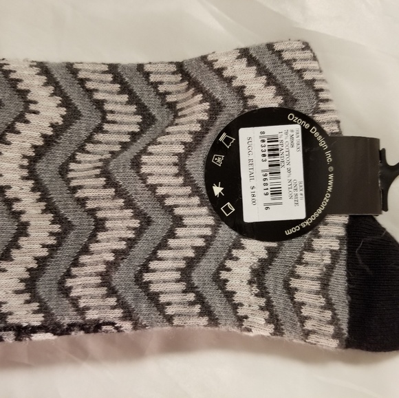 New OZONE SOCKS Black Grey Train Track Stripes - Picture 4 of 6